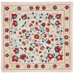 20"x21" Embroidered 100% Silk Cushion Cover. Floral Design Handmade Pillowcase