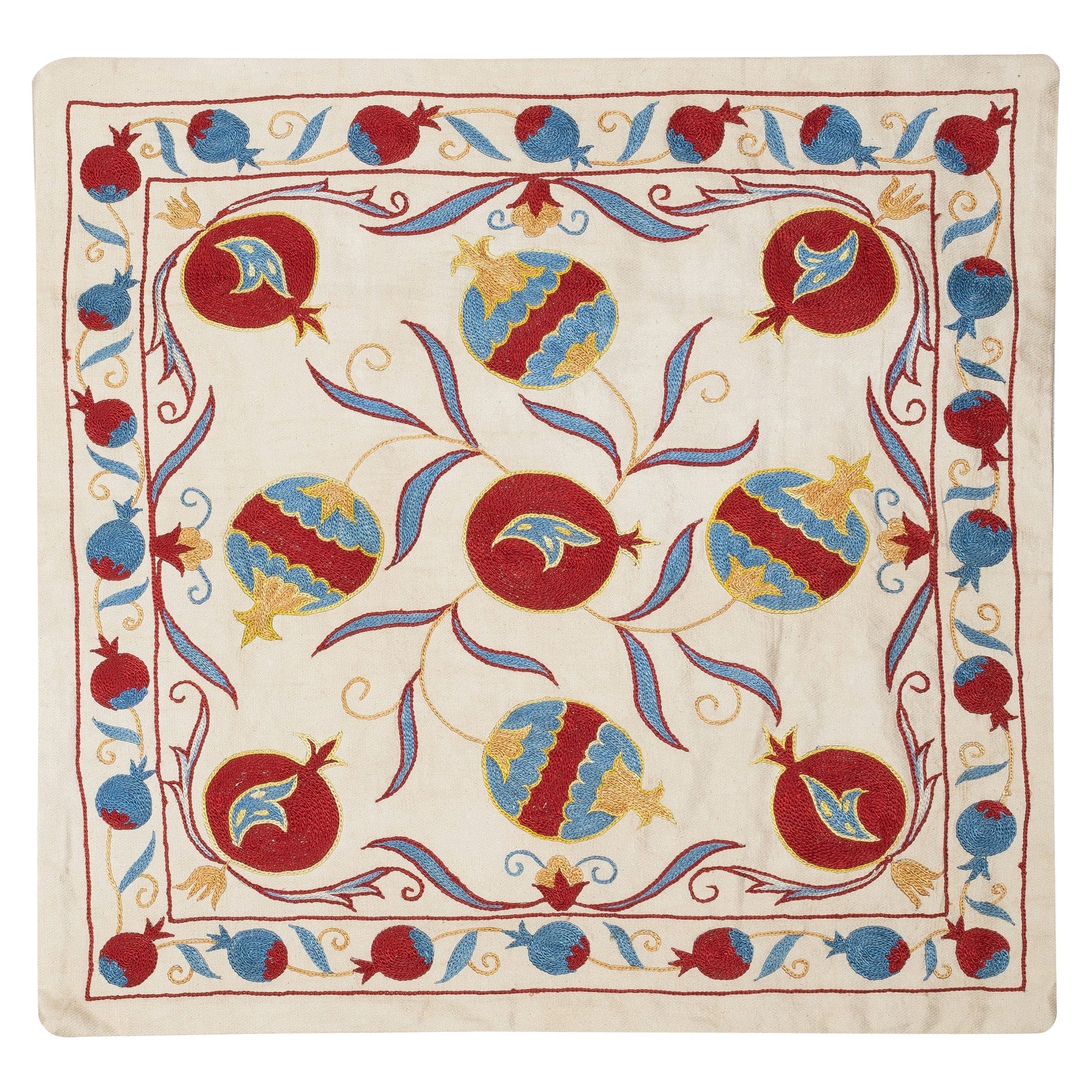 20"x20" 100% Silk Embroidered Pillow Cover. Contemporary Handmade Cushion Cover For Sale