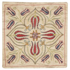 20 "x20" Copricuscino in 100% seta. Federa ricamata. Cuscino in pizzo fatto a mano