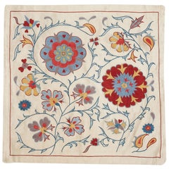 21"x21" Modern 100% Silk Embroidered Pillow Cover. Handmade Cushion Cover