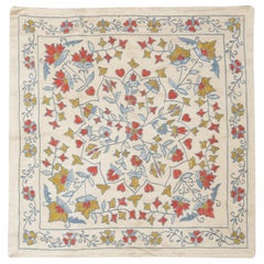 Copricuscino moderno 20 "x20". Cuscino in pizzo 100% seta. Federa ricamata a mano