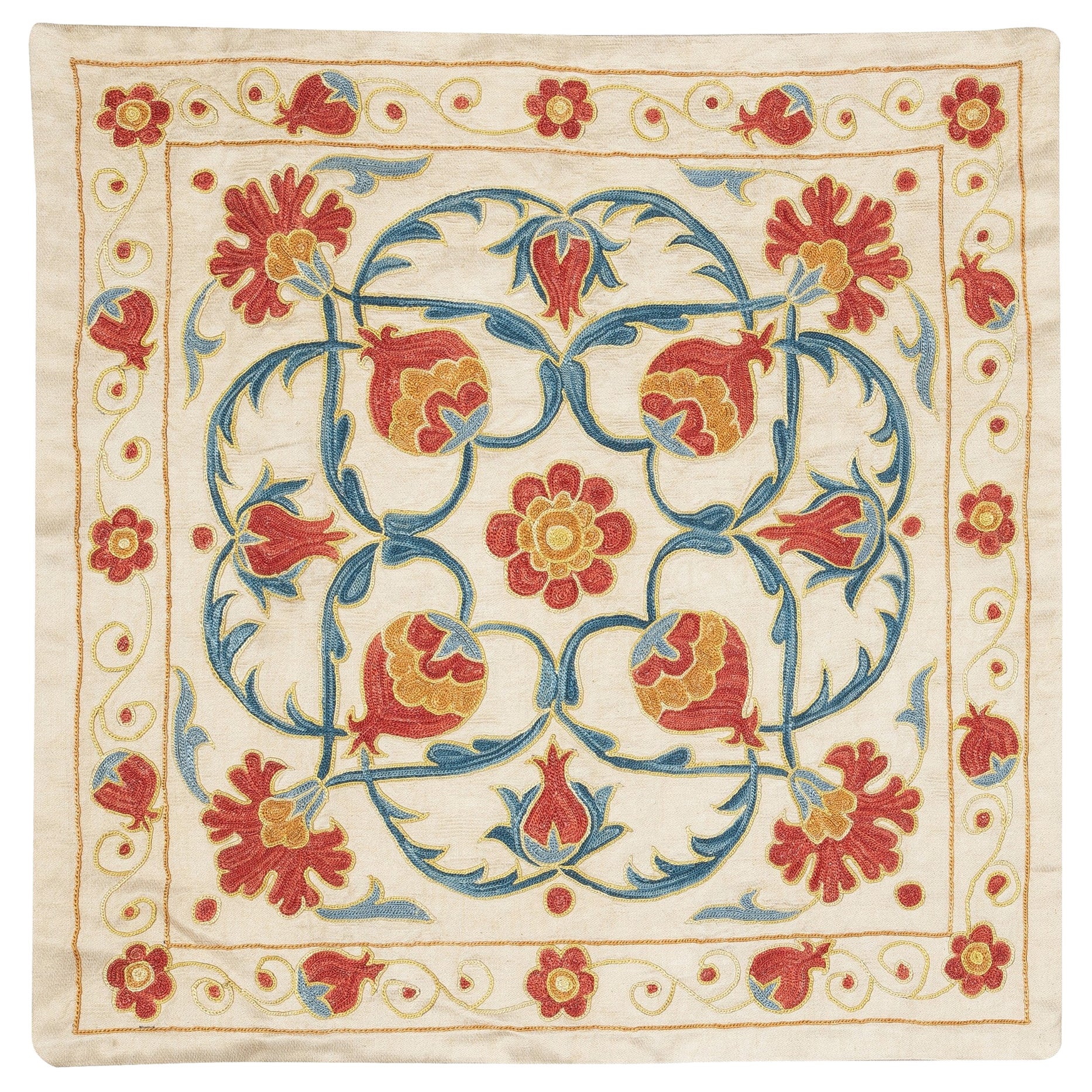 20 "x20" bestickter Kopfkissenbezug aus 100% Seide. Handgefertigtes Kissen. Modernes Überwurf-Kissen