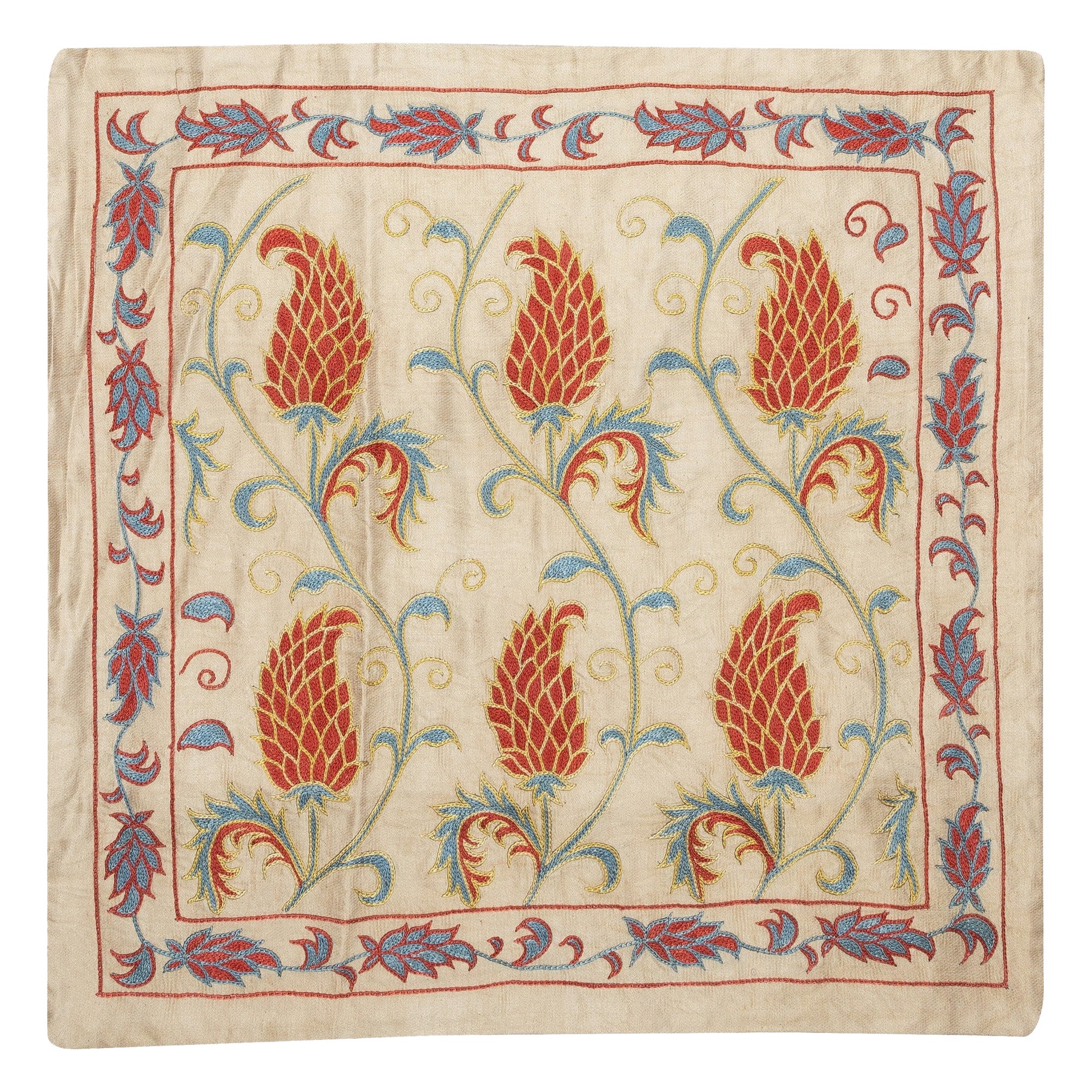 20 "x21" Copricuscino in 100% seta. Cuscino moderno in pizzo. Cuscino con ricamo