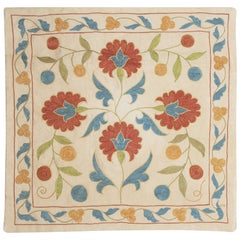 Copricuscino moderno 20 "x20". Cuscino in pizzo 100% seta. Federa ricamata a mano