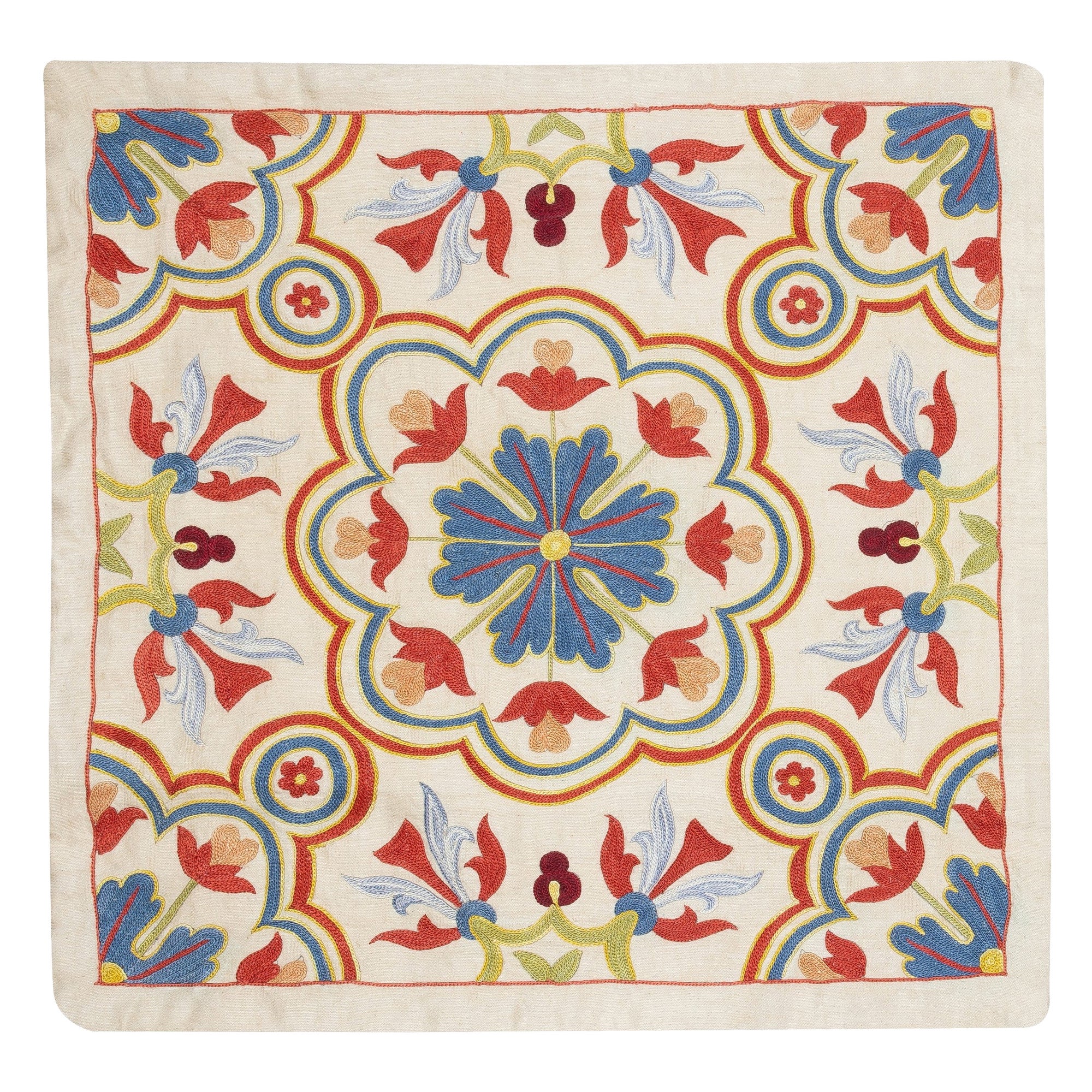 Moderner 20 Zoll x 20 Zoll großer Kissenbezug aus Seide. Besticktes Kissen. New Throw Pillow