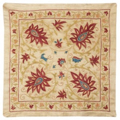 Copricuscino ricamato in seta 19 "x19". Federa fatta a mano. Camicetta moderna