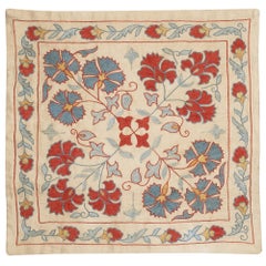 20"x20" 100% Silk Embroidered Cushion Cover. New Toss Pillow. Modern Lace Pillow