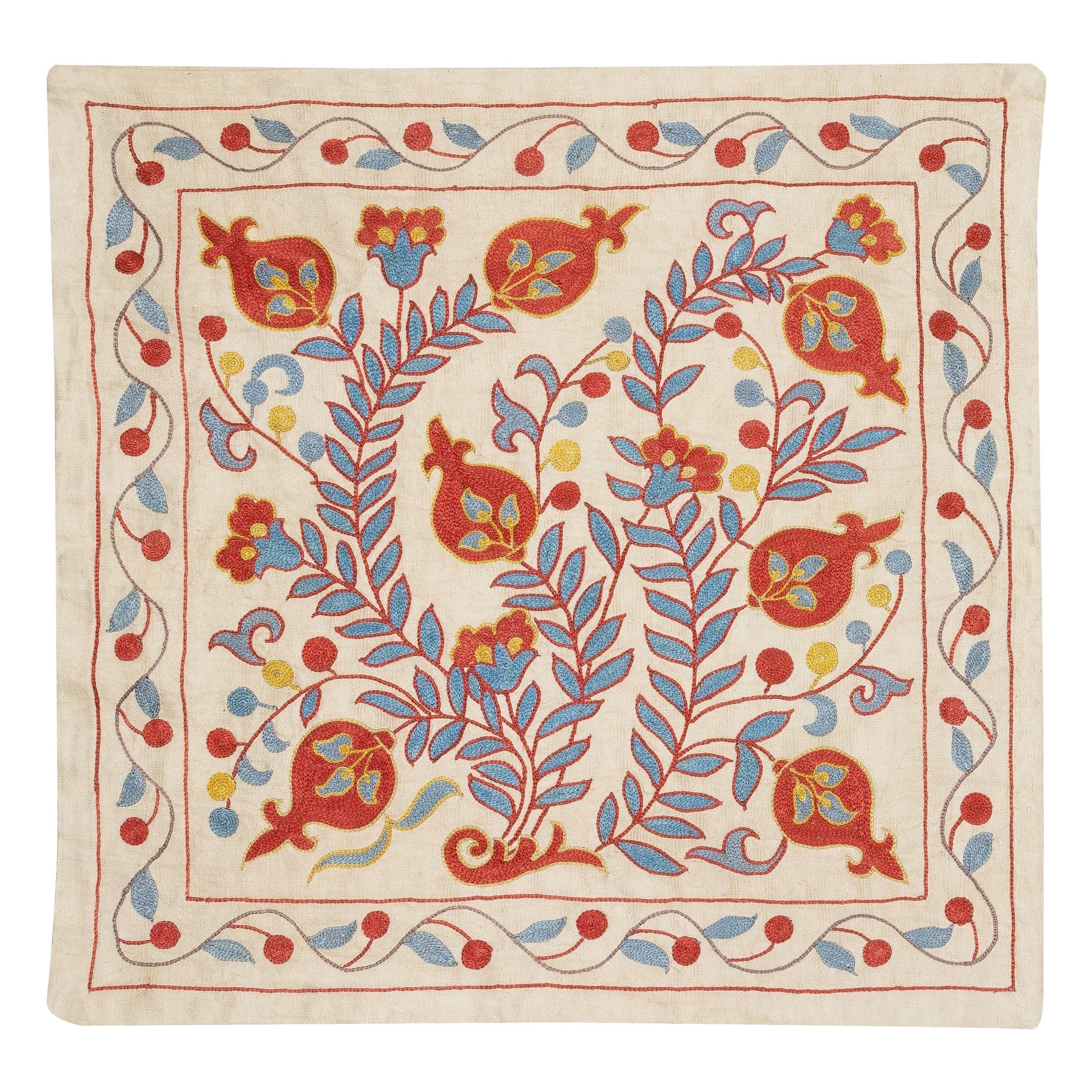 20 "x20" bestickter Kopfkissenbezug aus 100% Seide. Handgefertigtes Kissen. Modernes Überwurf-Kissen