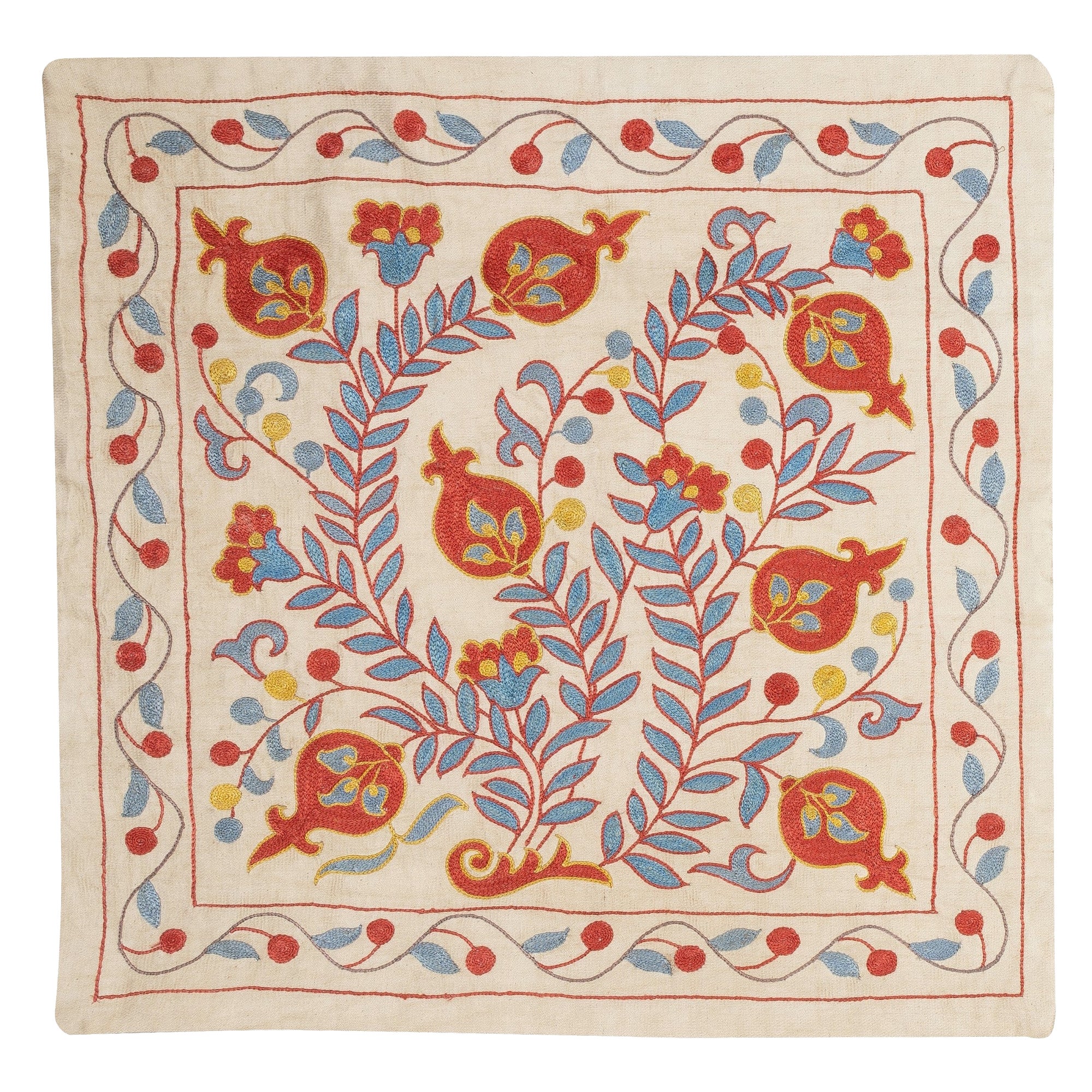 20"x20" 100% Silk Pillow. Handmade Cushion Cover. Embroidered Throw Pillow Cover