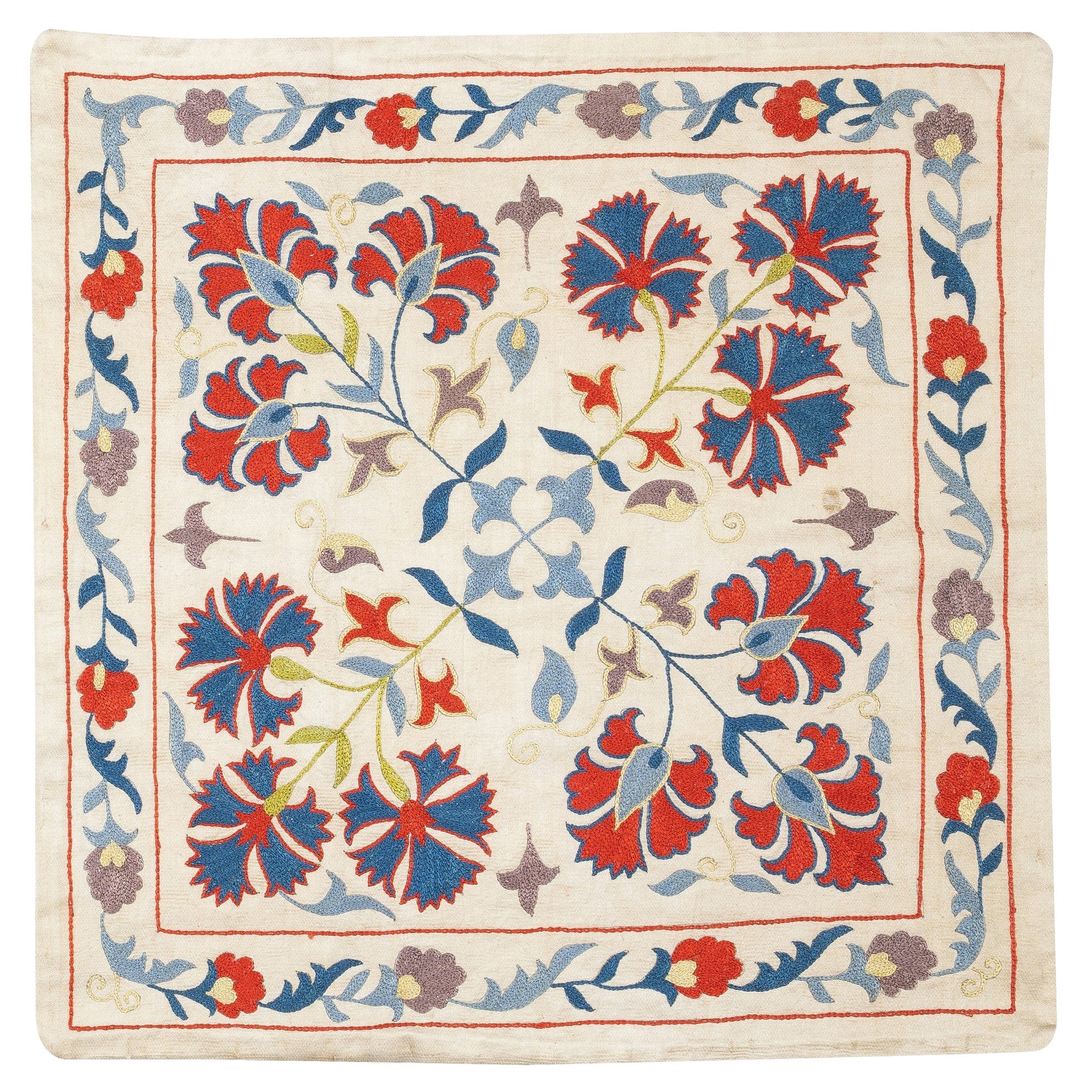 20 "x20" Copricuscino in 100% seta. Cuscino in pizzo ricamato. Federa moderna in vendita