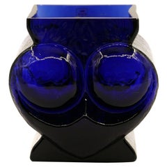 Vintage Electric Blue Glass Vase, Glasswork Skruf, 1970s