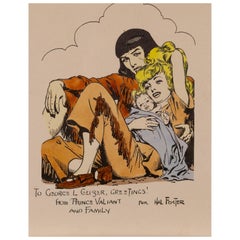 Hal Foster Prince Valiant & Family Vintage Artboard with Hand-Colored Print