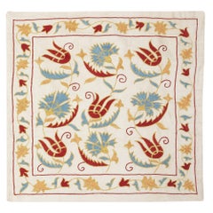 20"x20" Embroidered 100% Silk Cushion. Luxury Pillow Cover. Handmade Toss Pillow