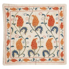 20 "x20" Housse de coussin 100% soie. Taie d'oreiller brodée à la main. Oreiller en dentelle de luxe