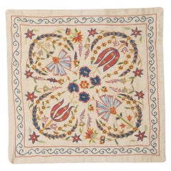 Taie d'oreiller brodée 100% soie 20 "x20". Fabriqué à la main Coussin. Coussin The Moderns