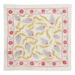 19"x19" All Silk Embroidered Cushion Cover. Handmade Pillowcase. New Toss Pillow
