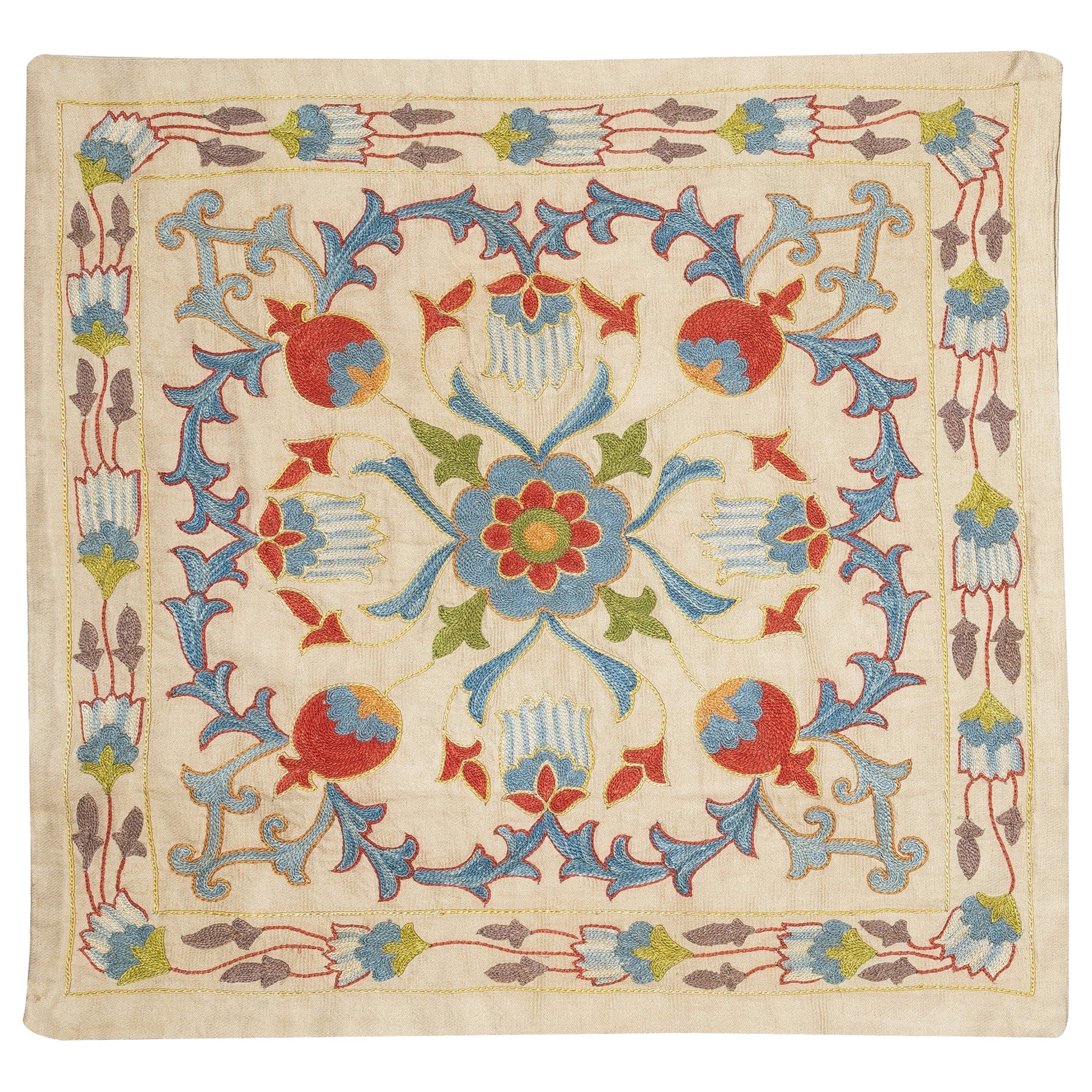 20"x20" 100% Seide bestickter Kissenbezug. Neu Toss-Kissen. Modernes Spitzen-Kissen im Angebot