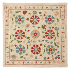 20"x20" 100% Silk Embroidered Pillow Cover. Colorful Handmade Cushion Cover