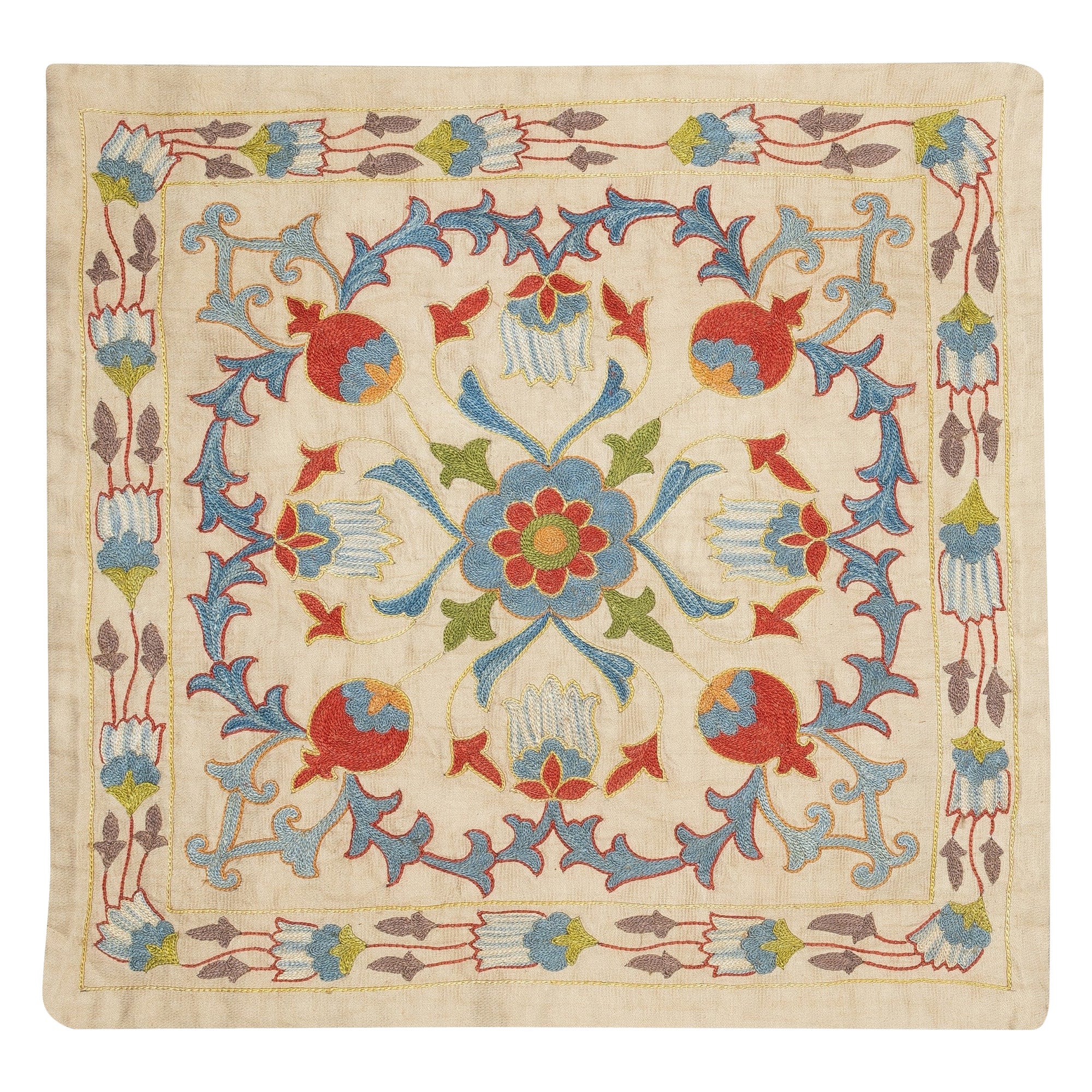 20 Zoll x 20 Zoll 100% Seide Kissenbezug. Multicolor-Spitzen-Kissen. Stickerei Toss Kissen