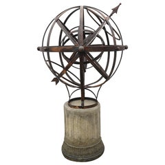 Armillary Sphere Cast Iron Stone Pedestal Orrery Classical Garde