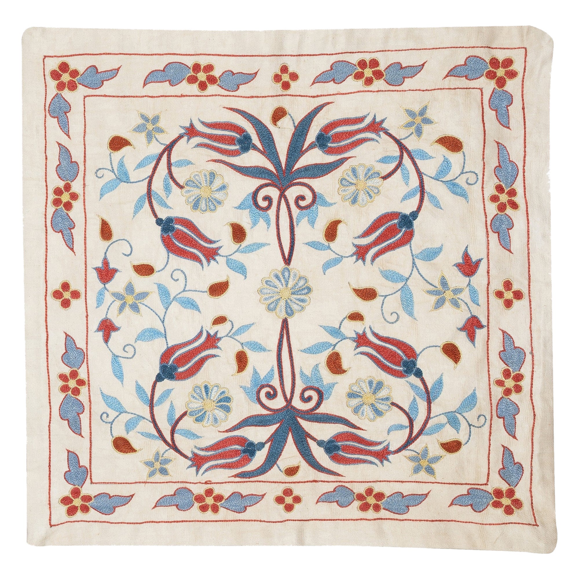 Cuscino da 21 "x20" ricamato in 100% seta. Copricuscino colorato. Cuscino moderno