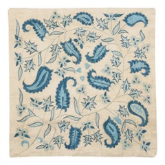 19. Zoll x 20 Zoll besticktes 100% Seidenkissencase. Handgefertigtes Kissen. Blaues Wurfkissen