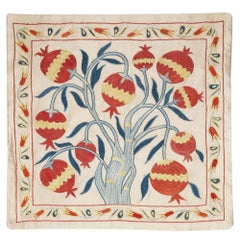 Copricuscino ricamato in 100% seta da 20 "x20". Cuscino in pizzo con design Melograno