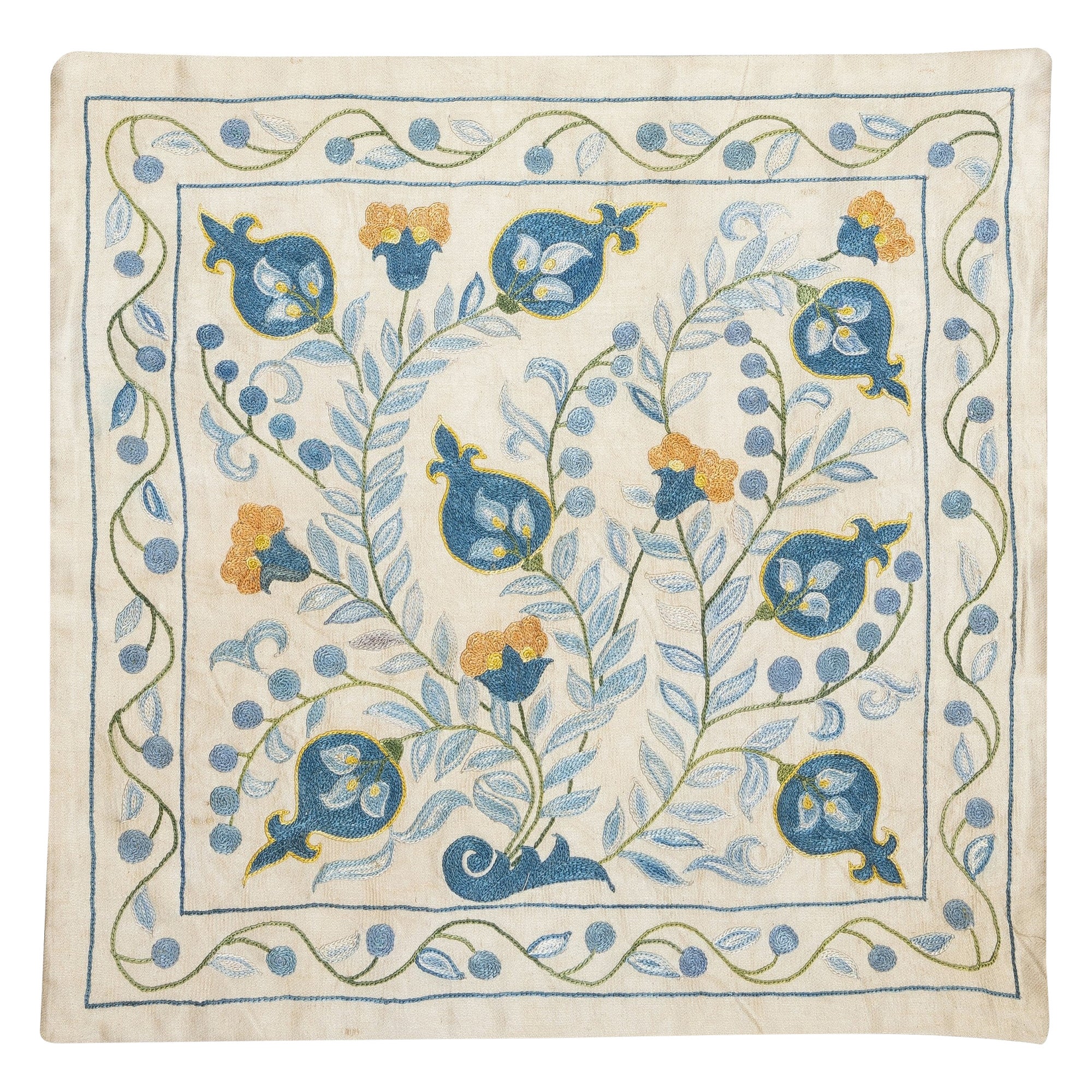 20 "x20" Copricuscino in 100% seta. Federa ricamata. Cuscino moderno in pizzo