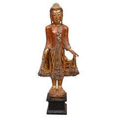 Carved Standing Thai Buddha Statue Buddhist Art