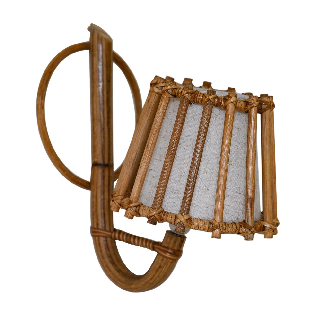 Rattan Pencil Reed Mid-Century Modern Wall Lamp