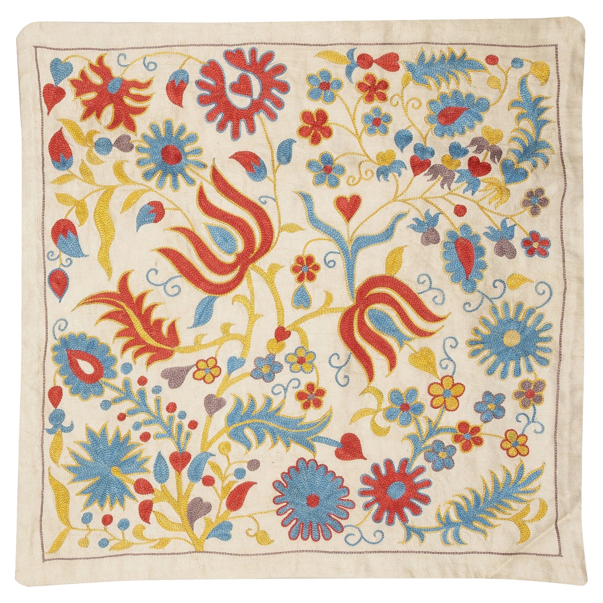 20 "x20" All Silk-Kissenbezug. Multicolor-Spitzen-Kissen. Bestickter Kopfkissenbezug im Angebot