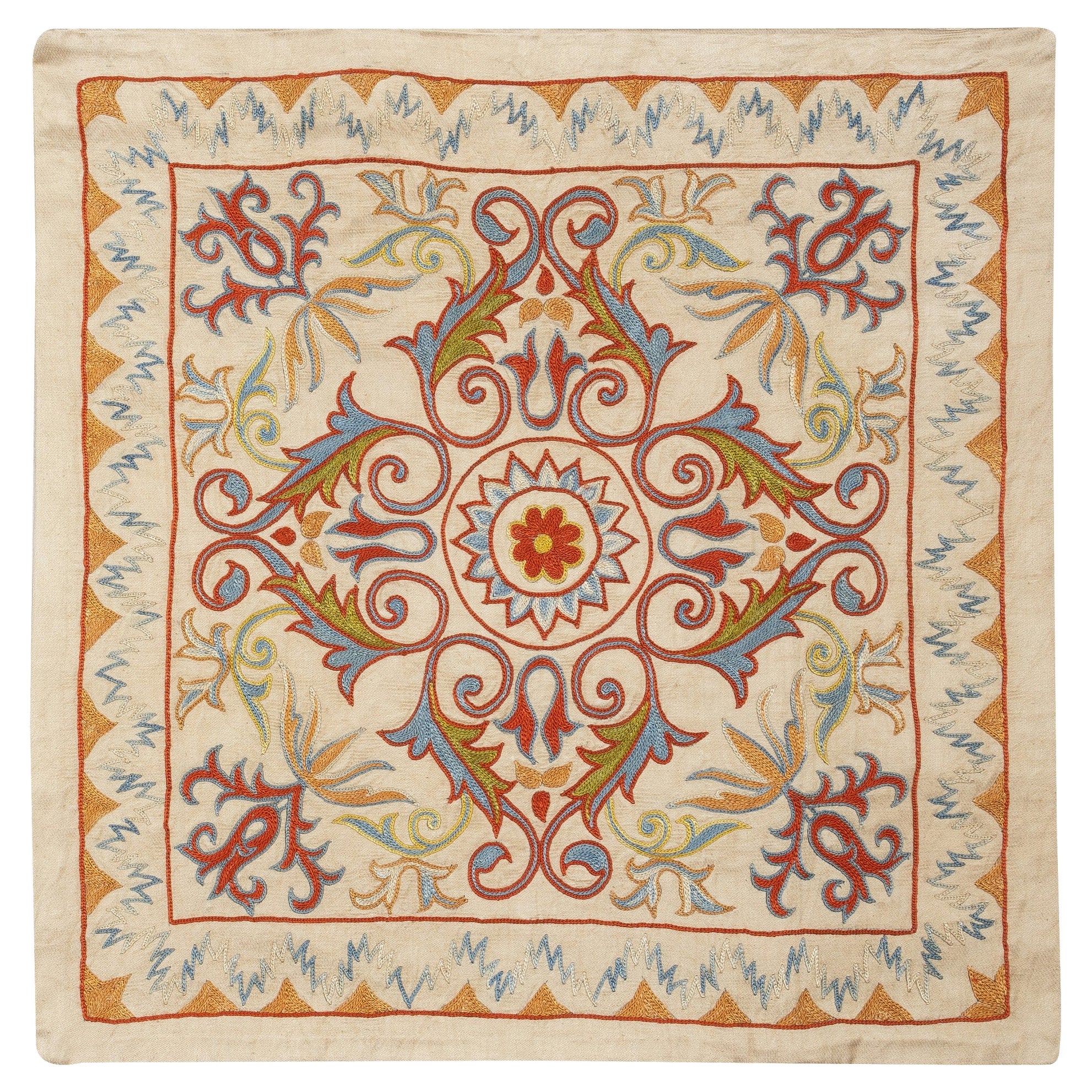 21"x20" couverture de coussin brodée en soie entièrement brodée. Taie d'oreiller faite à la main. New Toss Pillow
