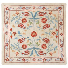 20"x20" 100% Silk Cushion Cover. Embroidered Pillowcase. Multicolor Lace Pillow