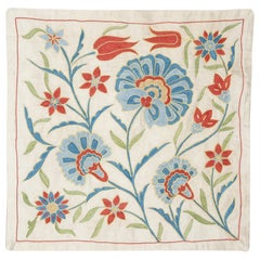 20"x20" 100% Silk Cushion Cover. Hand-Embroidered Pillowcase. Modern Lace Pillow
