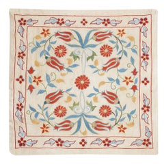20"x20" Modern 100% Silk Embroidered Pillow Cover. Handmade Cushion Cover