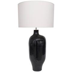 Large Ceramic Lamp Base Glazed in Black 1