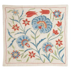 20"x20" All Silk Embroidered Throw Pillow. Modern Handmade Cushion Cover