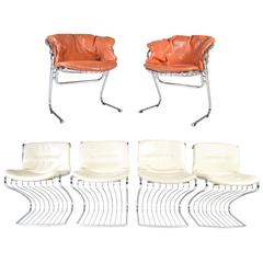 Midcentury Chrome Dining Chair Set by Gastone Rinaldi for Rima of Italy