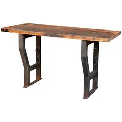 Massive Patinated Industrial Console 1