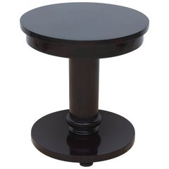 Bonnin Ashley Custom Made Art Deco Round Side Table with Ebonized Black Finish