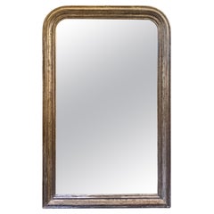 An Antique French Louis Philippe Silver Gilt Domed Topped Mirror