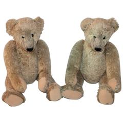 Retro Pair of Folky Teddy Bears Made for Harrods of London