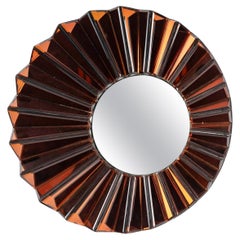 Wall Mirror by Olivier de Schrijver, Red Glass Plate, Simba Model, 20th Century.