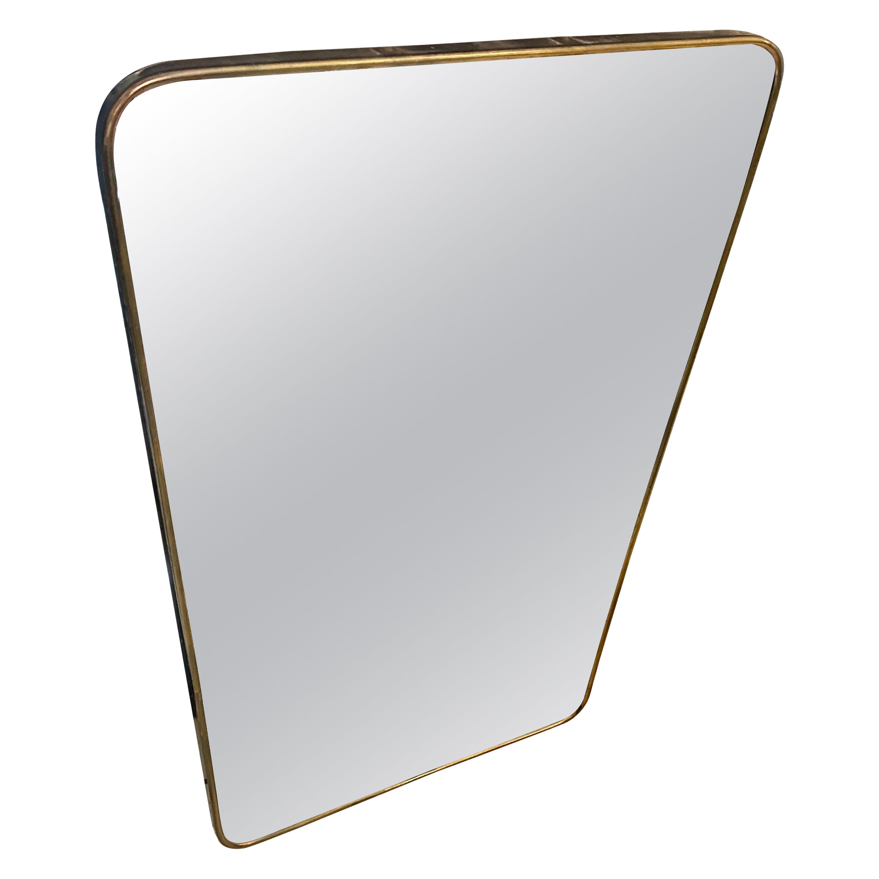 1950s Gio Ponti Style Mid-Century Modern Brass Italian Wall Mirror