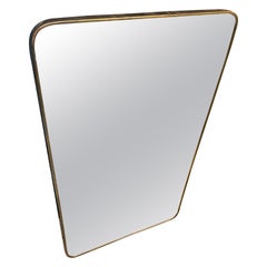 1950s Gio Ponti Style Mid-Century Modern Brass Italian Wall Mirror