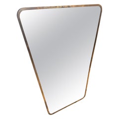 1950s Gio Ponti Style Mid-Century Modern Brass Italian Wall Mirror