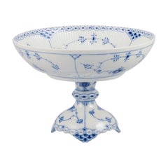 Royal Copenhagen Media Puntilla Acanalada Azul, gran centro de mesa de porcelana.
