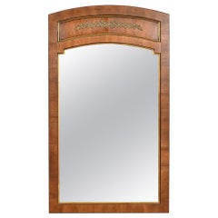 Henredon French Regency Louis XVI Walnut and Brass Wall Mirror, Circa 1970s