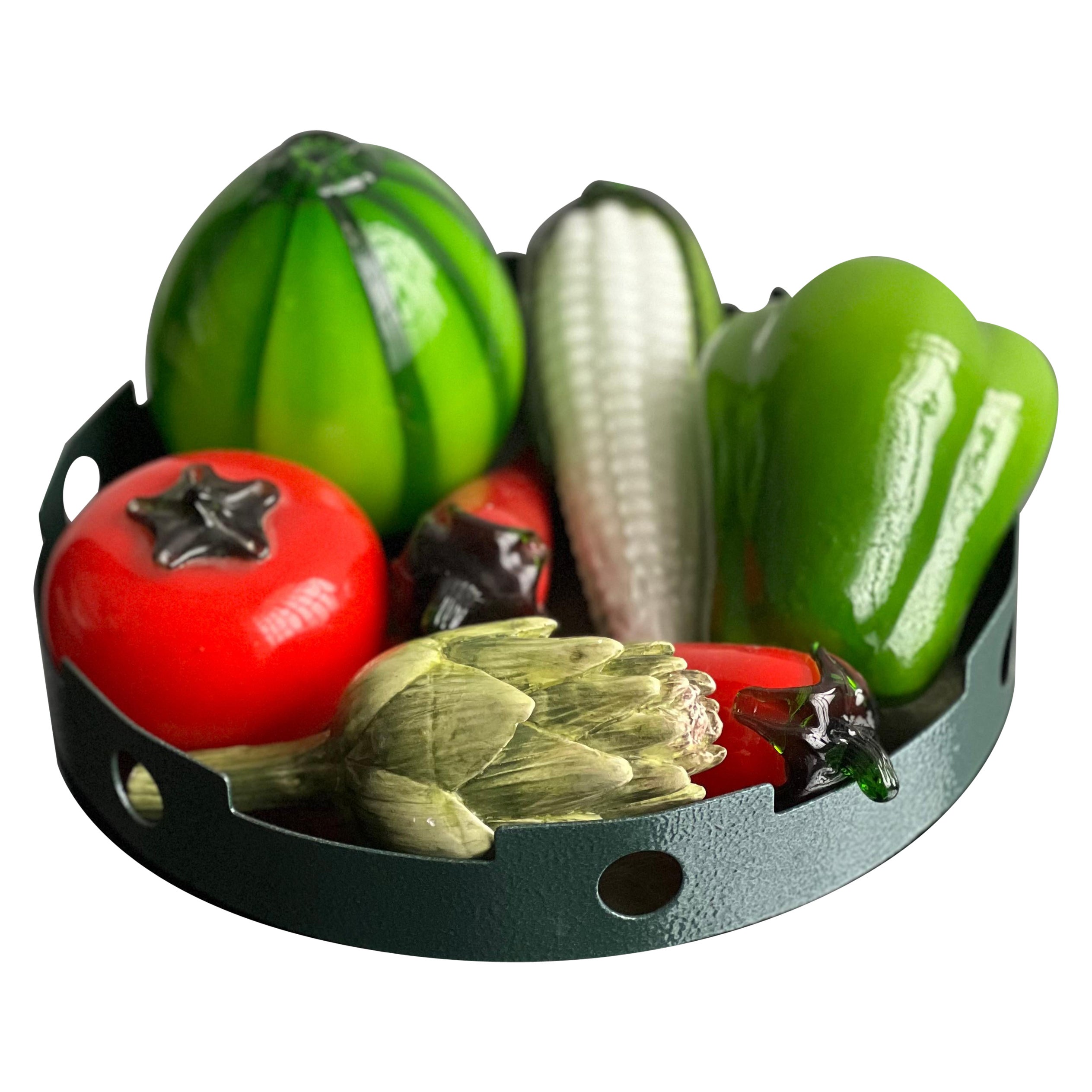 Midcentury Murano Art Glass Fruit & Vegetable Exotic Harvest Sculpture Set For Sale
