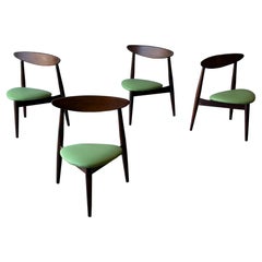 Vintage Mid-Century Three Legged Dining Chairs - Set of Four